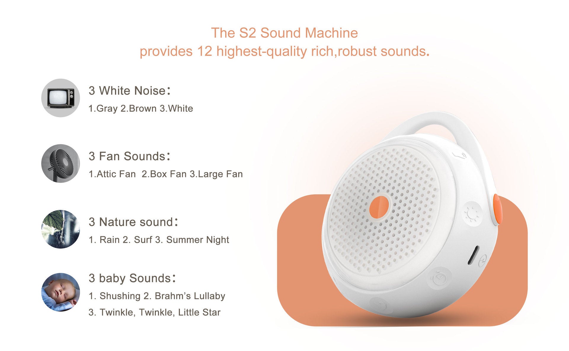 Cozy White Noise Companion – Sweet Sleep On-the-Go💤✨