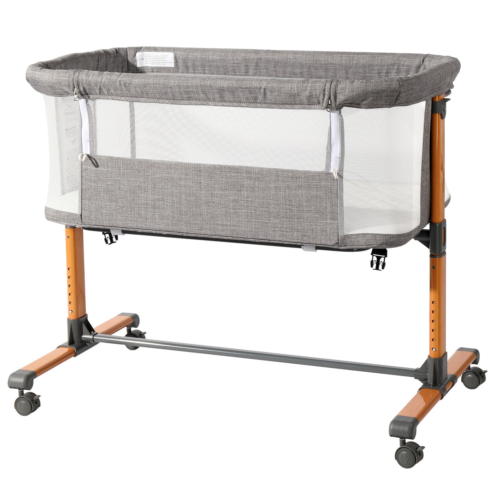 Cozy Grey Bassinet Bed – Soft & Safe for Your Baby