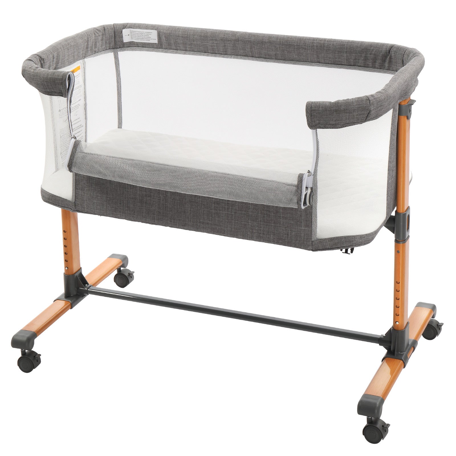 Cozy Grey Bassinet Bed – Soft & Safe for Your Baby
