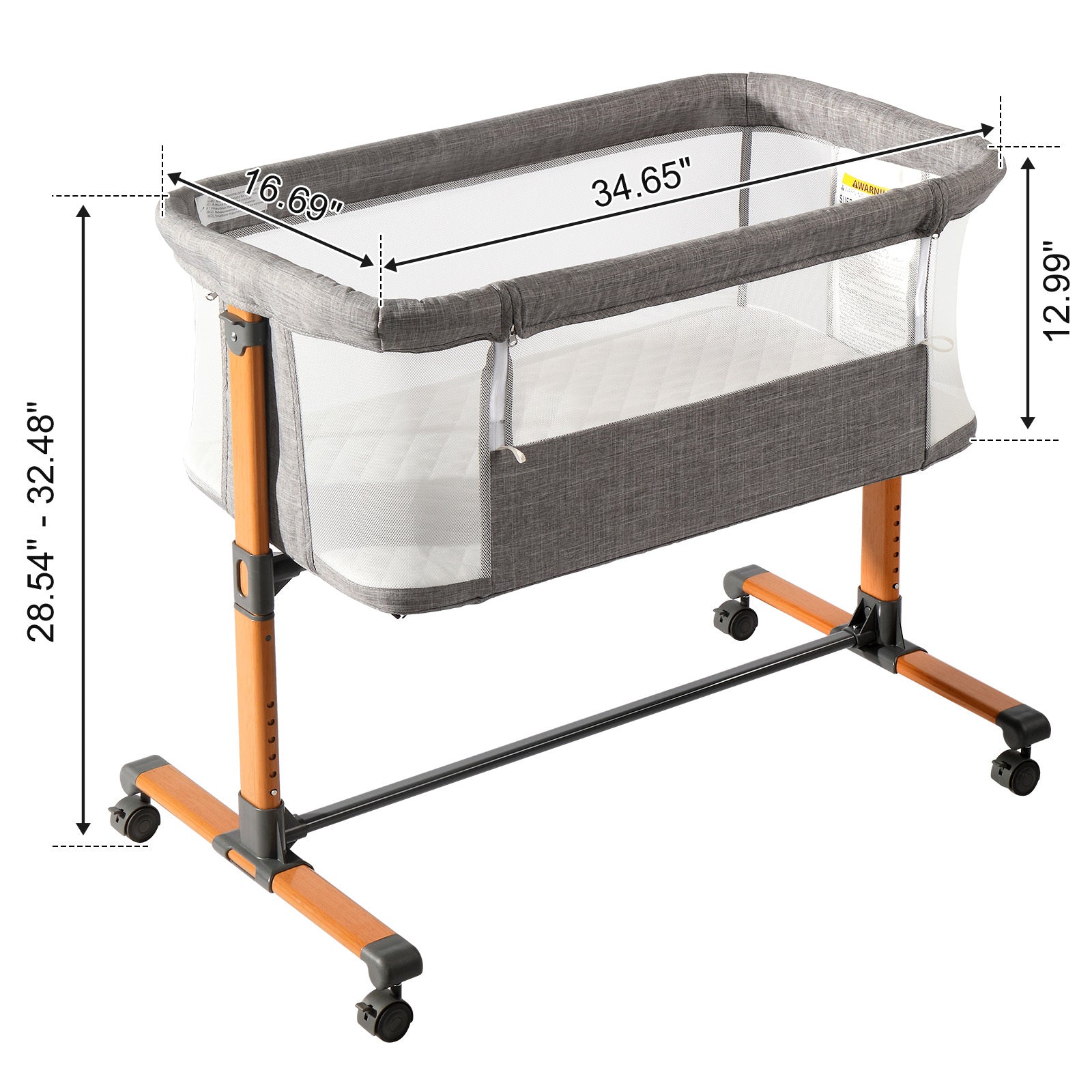 Cozy Grey Bassinet Bed – Soft & Safe for Your Baby