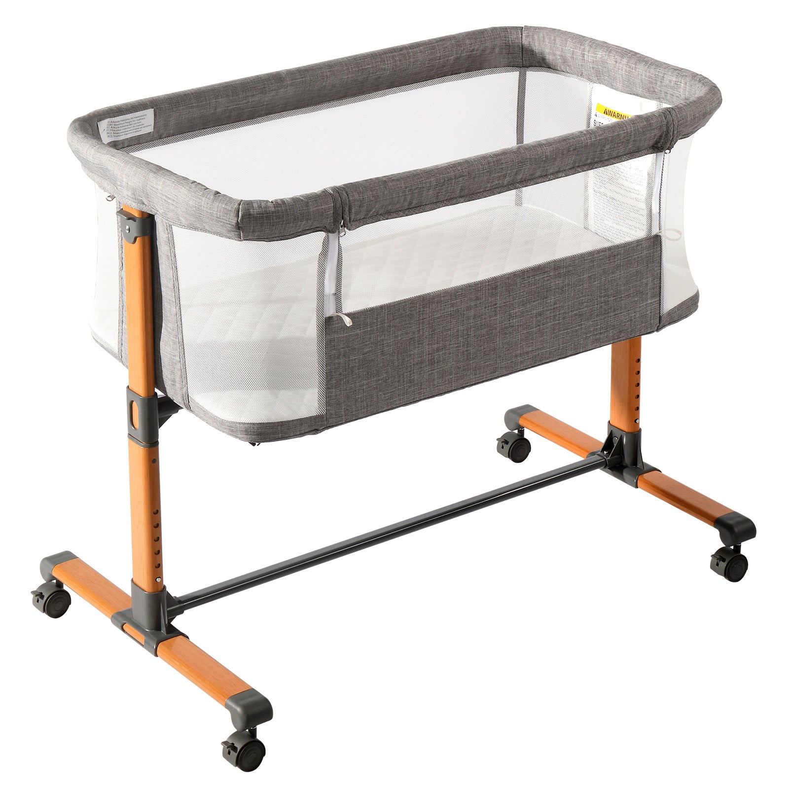 Cozy Grey Bassinet Bed – Soft & Safe for Your Baby